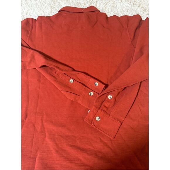 Men Long sleeve basic button henley cinnamon pique pullover t-shirt L - Picture 5 of 5